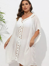 White Crochet Trim Beach Cover Up for Women Swimwear Cover-Ups
