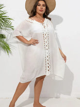White Crochet Trim Beach Cover Up for Women Swimwear Cover-Ups