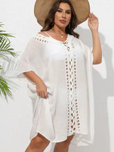 White Crochet Trim Beach Cover Up for Women Swimwear Cover-Ups