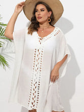 White Crochet Trim Beach Cover Up for Women Swimwear Cover-Ups