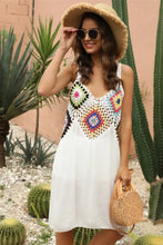 White Crochet Trim Sundress Cover Up for Women White One Size Swimwear Cover-Ups