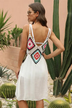 White Crochet Trim Sundress Cover Up for Women Swimwear Cover-Ups
