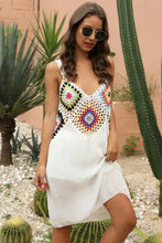 White Crochet Trim Sundress Cover Up for Women Swimwear Cover-Ups