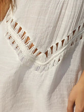 White Crochet-Trimmed Beach Tunic Cover-Up Swimwear Cover-Ups