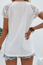 Eyelet Lace Detail V-Neck T-Shirt Woman T Shirts