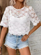 White Floral Lace Sheer Top for Women White Woman T Shirts