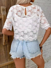 White Floral Lace Sheer Top for Women Woman T Shirts