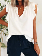 White Flutter Sleeve Ruffled Blouse for Women Woman T Shirts