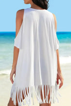 White Fringe Beach Cover Up Shirt with Take Me to the Beach Text Swimwear Cover-Ups
