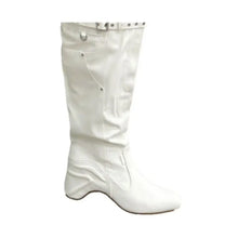 Cream White Knee High Buckle Boots for Women Woman Boots