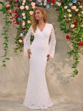 White Lace Mermaid Evening Gown White Evening Dresses