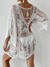 White Lace Sheer Beach Cover-Up Swimwear Cover-Ups
