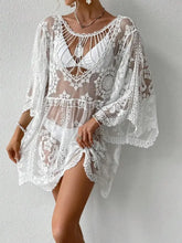 White Lace Sheer Beach Cover-Up Swimwear Cover-Ups