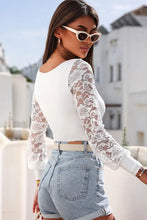 White Lace Sleeve Bodysuit for Women with Long Sleeve Length Woman Bodysuits