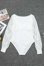 White Lace Sleeve Bodysuit for Women with Long Sleeve Length Woman Bodysuits