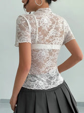 White Lace Top and Black Pleated Skirt Set for Women Woman T Shirts