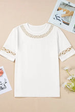 White Lace Trim Top and Denim Shorts Set for Women Woman T Shirts