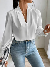 White Long-Sleeve Blouse for Women 100 Percent Polyester Woman T Shirts