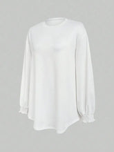 White Long Sleeve Blouse with Ruffled Cuffs Woman T Shirts