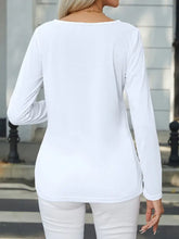 White Long Sleeve Top with Decorative Button Detail for Women Woman T Shirts
