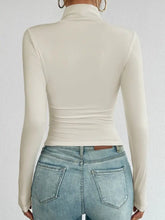 White Long Sleeve Turtleneck Crop Top for Women Woman T Shirts