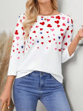 White Long-Sleeved Heart Patterned Top for Women Woman T Shirts