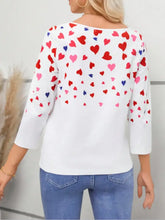 White Long-Sleeved Heart Patterned Top for Women Woman T Shirts