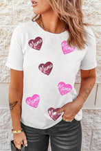 White Mama Heart Sequin T-Shirt for Women Woman T Shirts