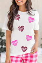 White Mama Heart Sequin T-Shirt for Women Woman T Shirts