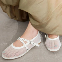 White Mesh Mary Jane Ballet Flats for Women Woman Loafers