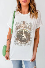 White Nashville Guitar Graphic T-Shirt for Women Woman T Shirts