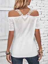 White Off Shoulder Lace Trim Blouse Woman T Shirts