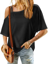 White Off Shoulder Top for Women in Stretch Cotton Blend Woman T Shirts