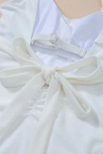 White One Piece Swimsuit with Ruffle Tie Waist and Removable Padding Swimwear
