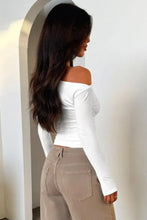 White One-Shoulder Long Sleeve Top for Women Woman T Shirts