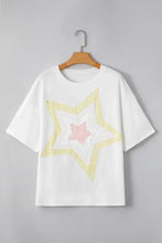 White Oversized Star Design Cotton T-Shirt for Women Woman T Shirts