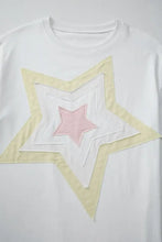 White Oversized Star Design Cotton T-Shirt for Women Woman T Shirts