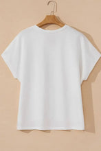 White Oversized T-Shirt with Pink Floral Appliqués Woman T Shirts