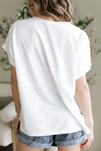 White Oversized T-Shirt with Pink Floral Appliqués Woman T Shirts