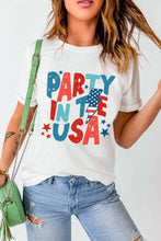 White Party in the USA graphic t shirt for women, basic style