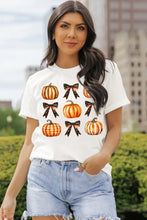 White Pumpkin and Bow Print T-Shirt for Women Woman T Shirts
