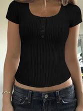 White Ribbed Button-Up Knit Shirt for Women Black Woman T Shirts