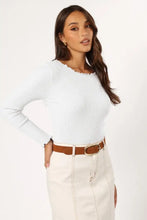 White Ribbed Long Sleeve Top for Women Woman T Shirts
