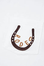 White Rodeo Horseshoe Embroidered Pocket T Shirt for Women Woman T Shirts