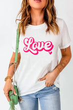 LOVE Round Neck Short Sleeve T-Shirt White Woman T Shirts