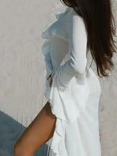 White Ruffled Beach Dress Cover Up Swimwear Cover-Ups