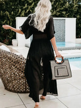 White Sheer Maxi Open Front Crochet Dress Swimwear Cover Up Swimwear Cover-Ups