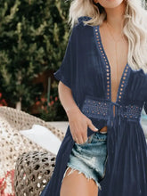 White Sheer Maxi Open Front Crochet Dress Swimwear Cover Up Swimwear Cover-Ups