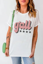 White short sleeve round neck t-shirt with yall graphic