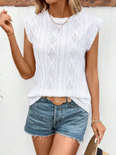 White Sleeveless Knit Top with Diamond Pattern White Woman T Shirts